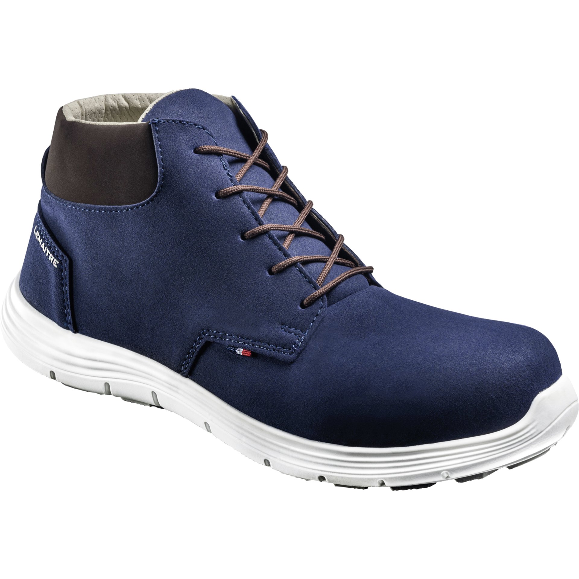 Sneaker, Wanderschuh, Navyblau, Lederoptik, weiße Sohle