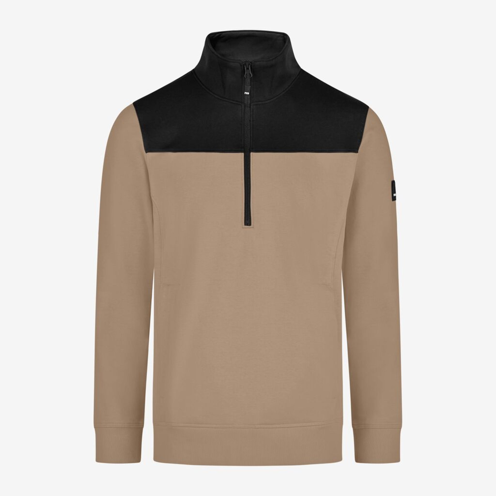 pullover, patchwork, beige, schwarzer yoke, beige-pullover