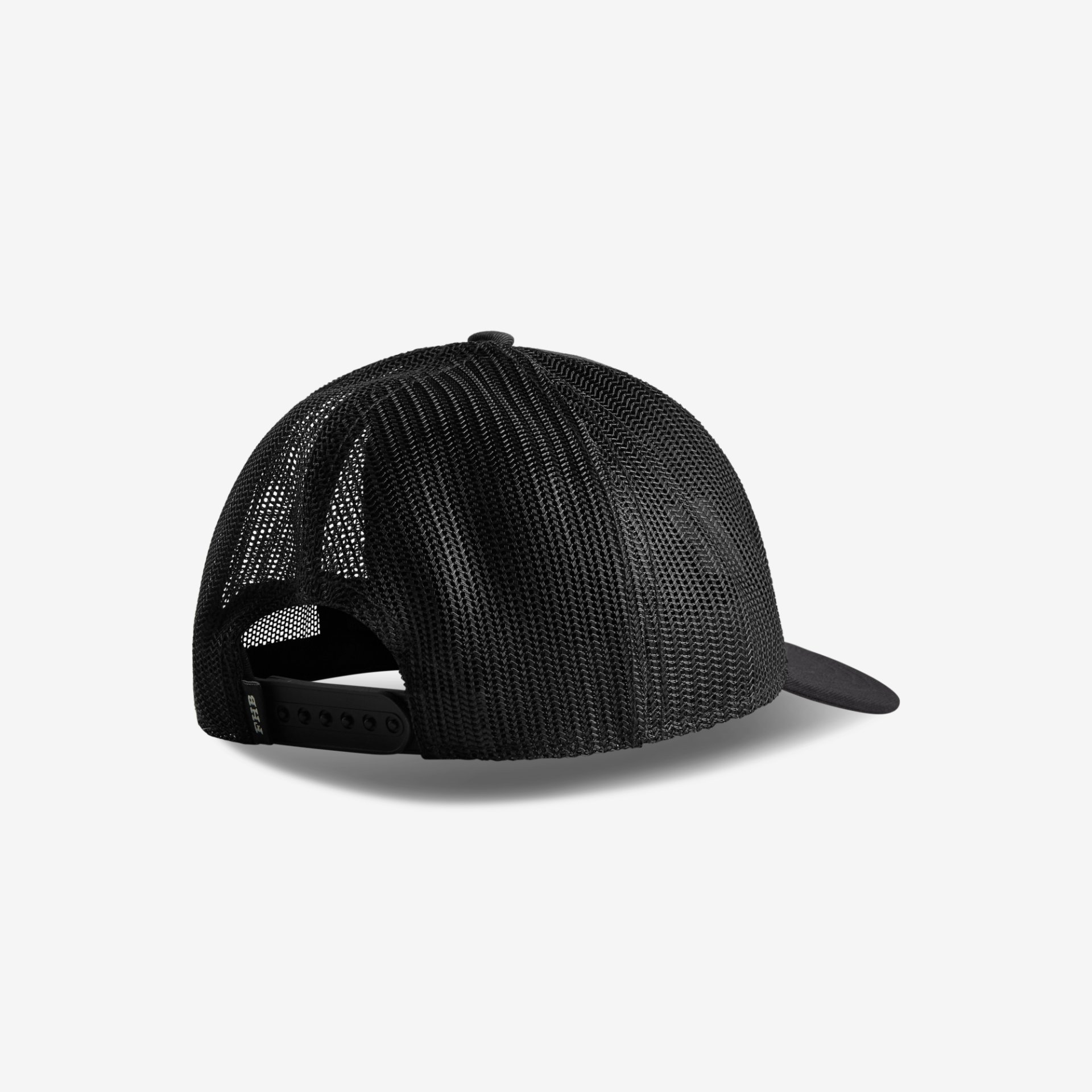 Baseballkappe, Mesh-Rückseite, schwarze Kappe, verstellbares Band, gebogter Schild